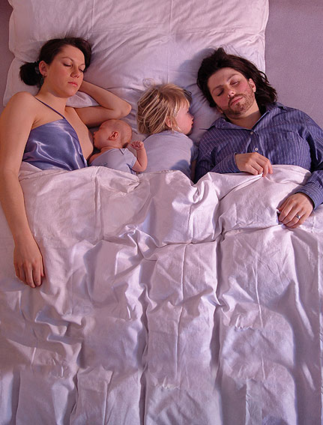 Parents and children co-sleeping