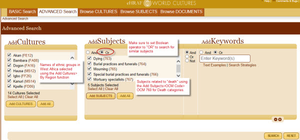 West African burial practices: using eHRAF’s Advanced Search