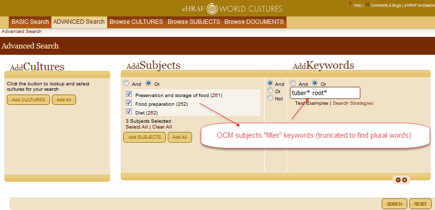 OCM subjects can be used to "filter" words or phrases