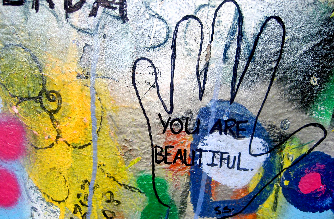 You are beautiful + hand print