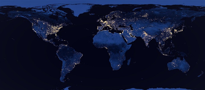 image of earth with lights from cities
