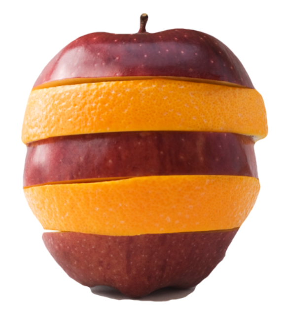 Apple and orange spliced together