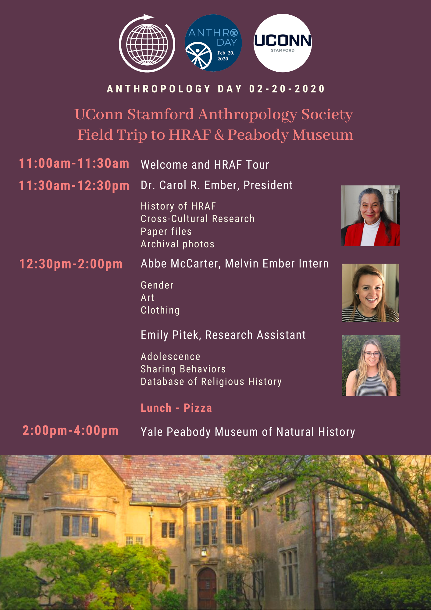 UConn Stamford Anthropology Society Field Trip to HRAF & Peabody Museum