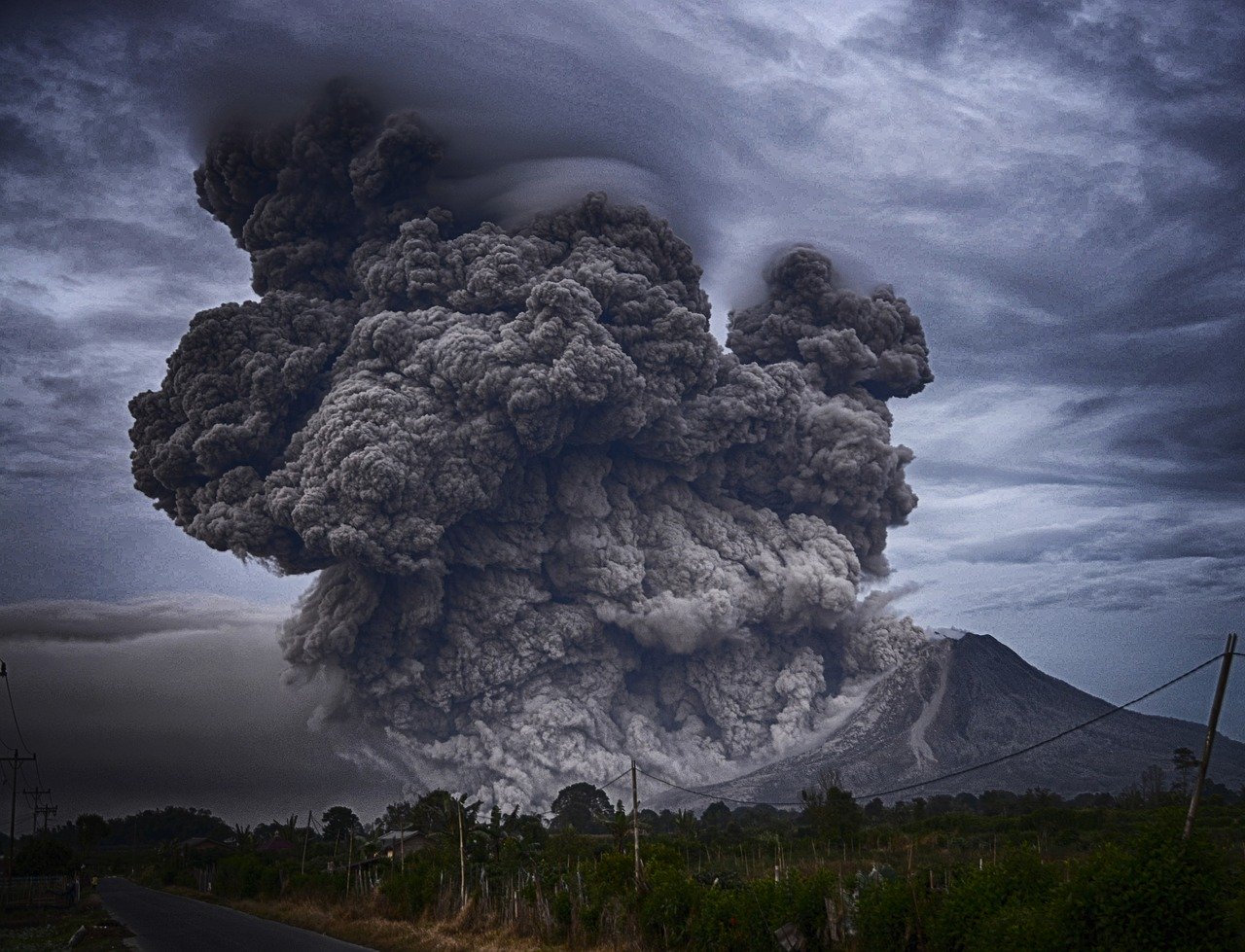 volcano dark ash