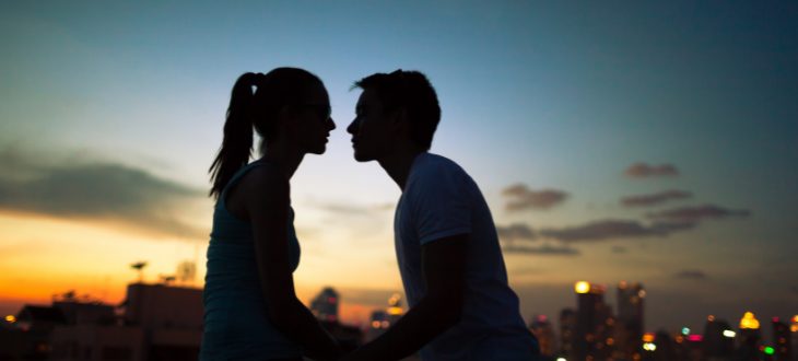 Silhouette kissing