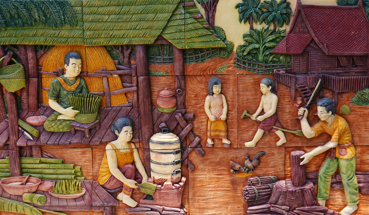 Traditional Thailand village scene