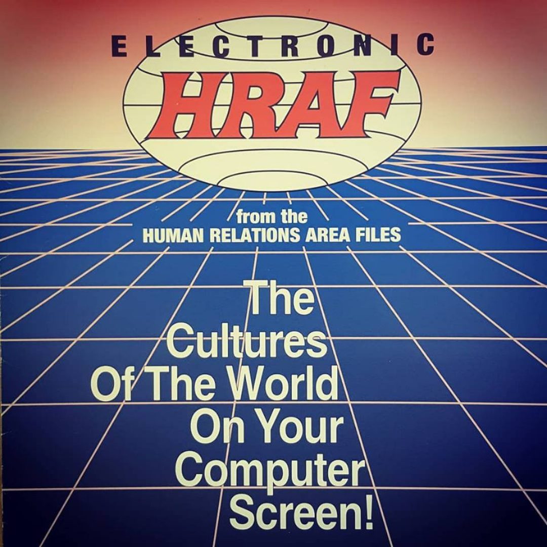 Vintage HRAF poster reading The Cultures of the World on Your Computer Screen!