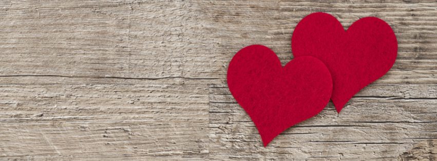 hearts on wood background