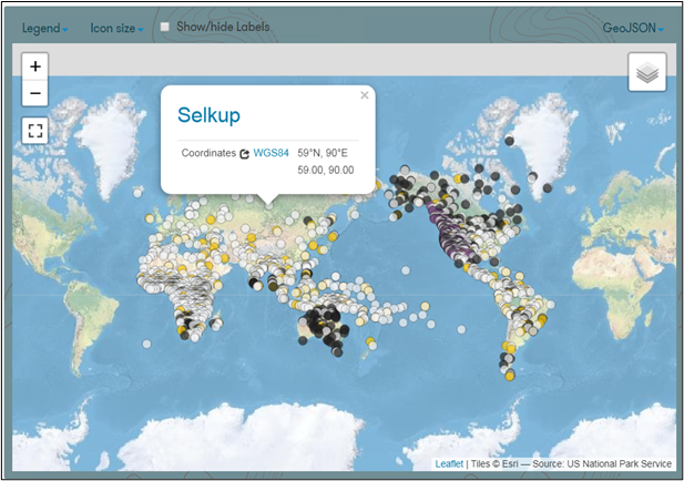 Screenshot of Society: Selkup (Ec11) in D-PLACE