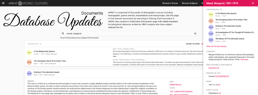 Screenshot of author profiles